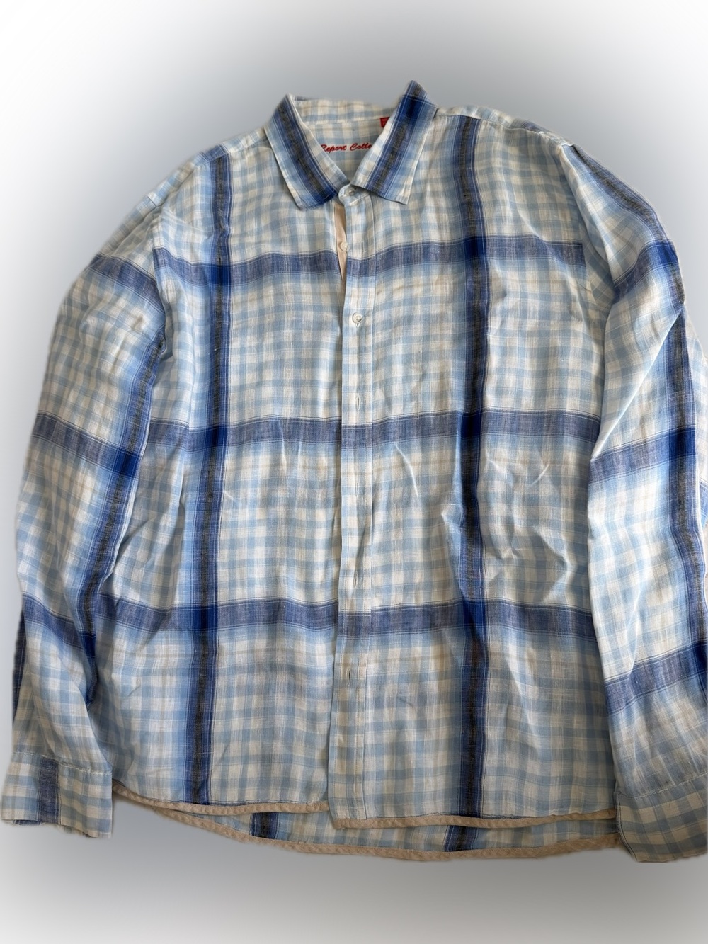 Robert Gram Blue & White Plaid Casual Button-Down Shirt